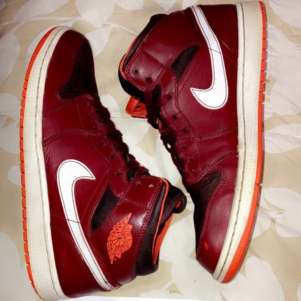 Jordan 1 mid electric team orange deep burgundy - Picture 2 of 7